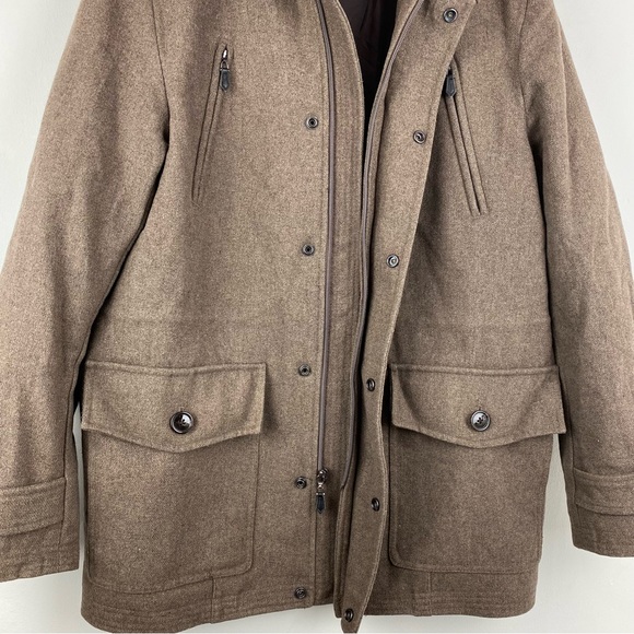 Tasso Elba size Small Men’s Brown Wool Blend Full Zip Coat - Picture 4 of 9